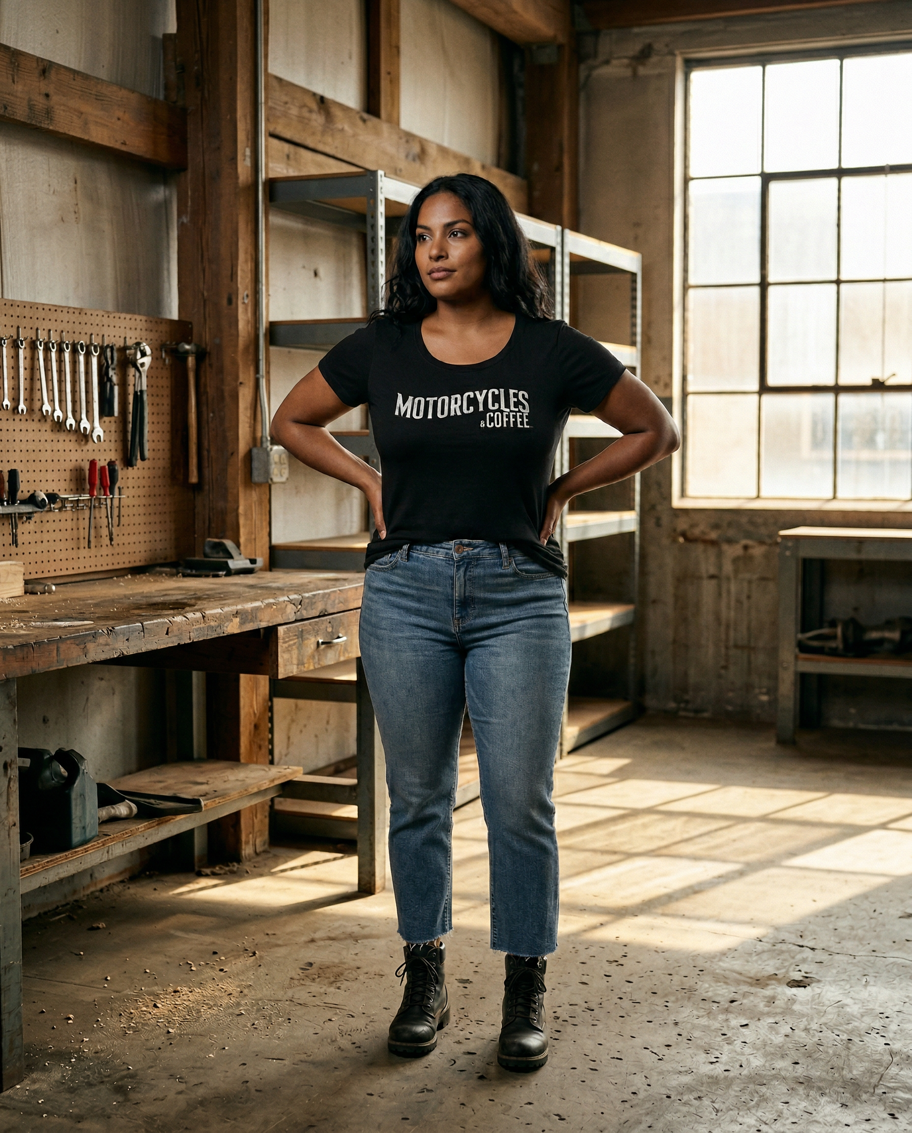 Motorcycles & Coffee Established - Ladies Ideal T-Shirt