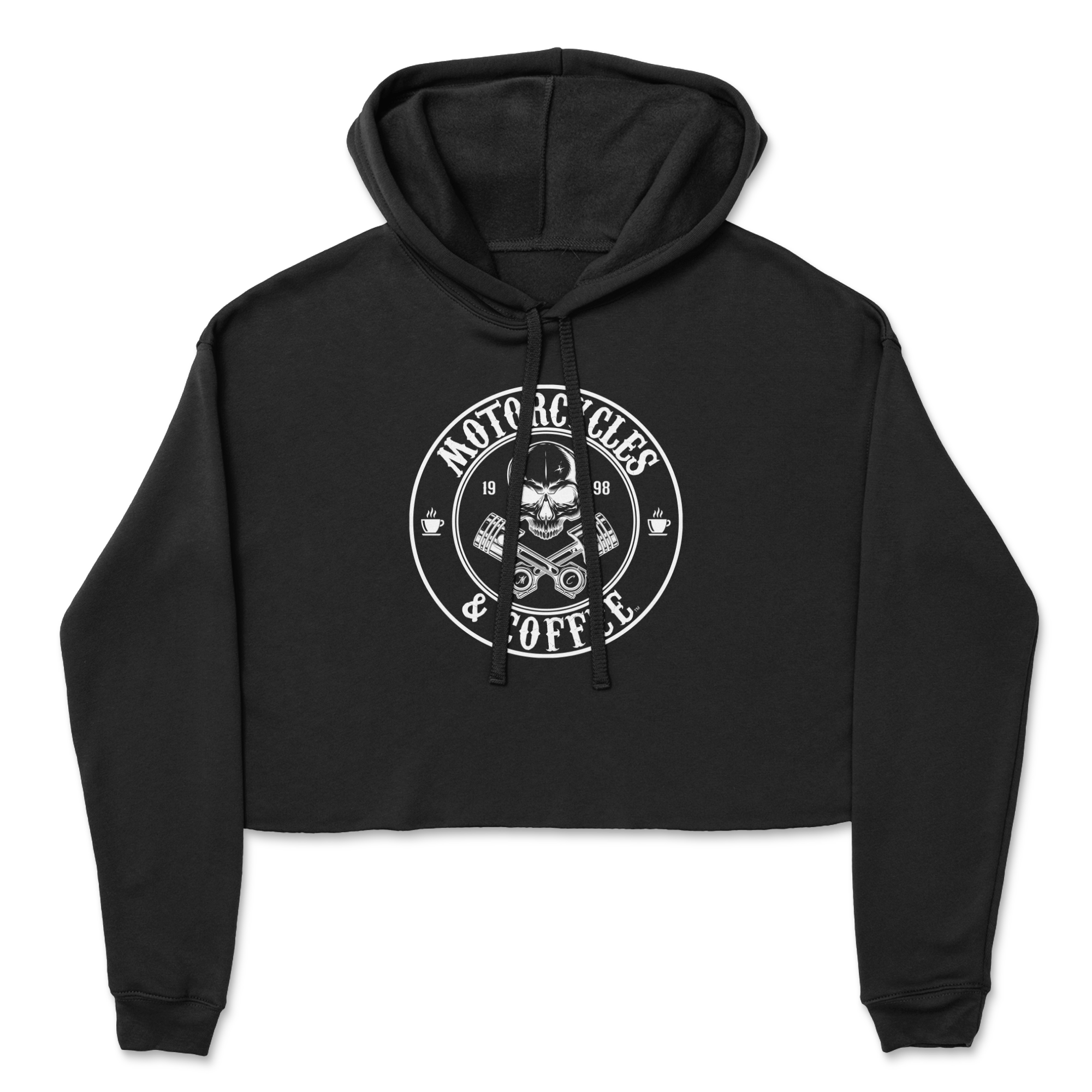 Piston Skull - Ladies Crop Hoodie – Motorcycles & Coffee Piston Skull - Ladies Crop Hoodie – Motorcycles & Coffee