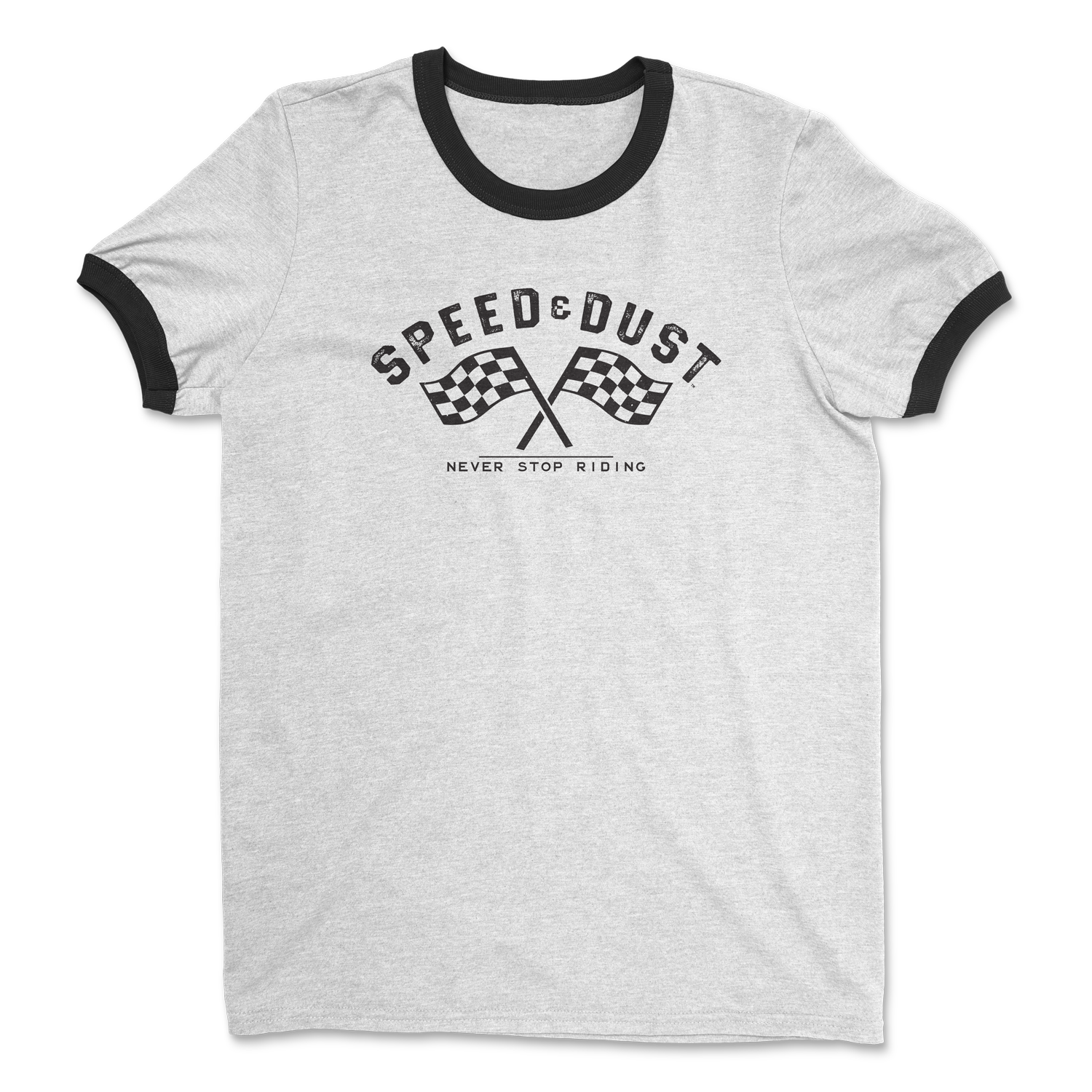 Built for Baja racing fans and off-road riders, the SPEED & DUST ringer shirt delivers vintage style inspired by desert racing, dirt bikes, and high-speed off-road culture.