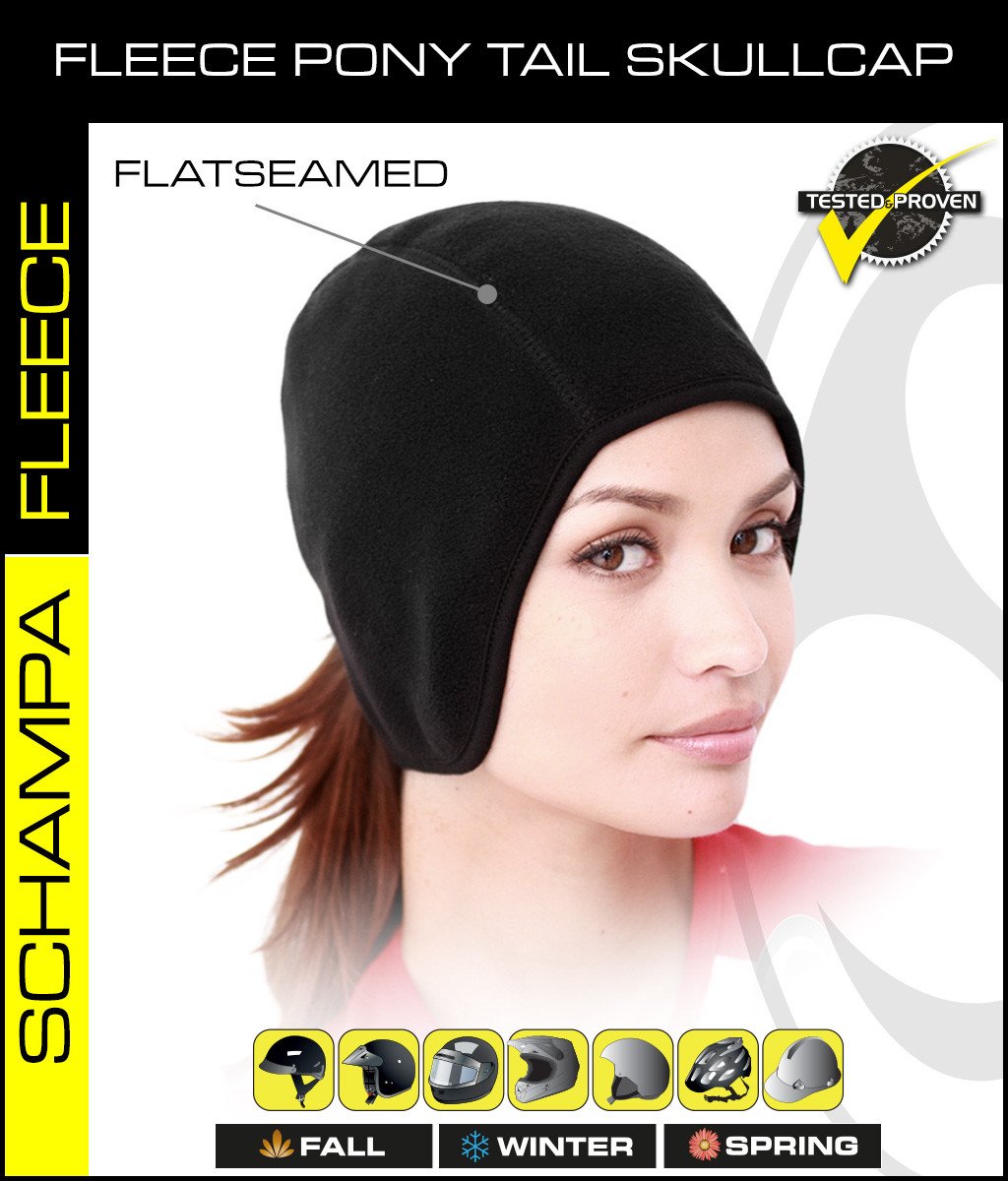 SCHAMPA Fleece Pony Tail Skull Cap Helmet Liner