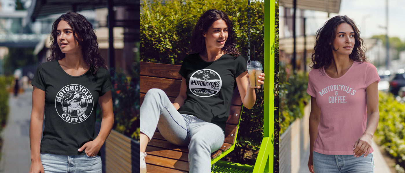 Motorcycles & Coffee - Ladies Shirts & Tanks