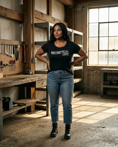 Motorcycles & Coffee Established - Ladies Ideal T-Shirt