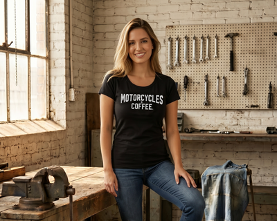 Motorcycles & Coffee New York Logo - Ladies Ideal T-Shirt