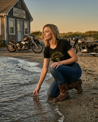 From the open road to the beach, this women’s motorcycle crop top is built for freedom, comfort, and laid-back rider energy.