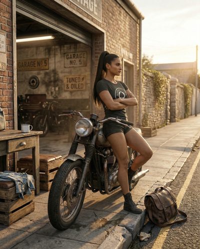 Casual women’s Motorcycle T-Shirt showcasing a relaxed fit tee designed for comfort and style.
