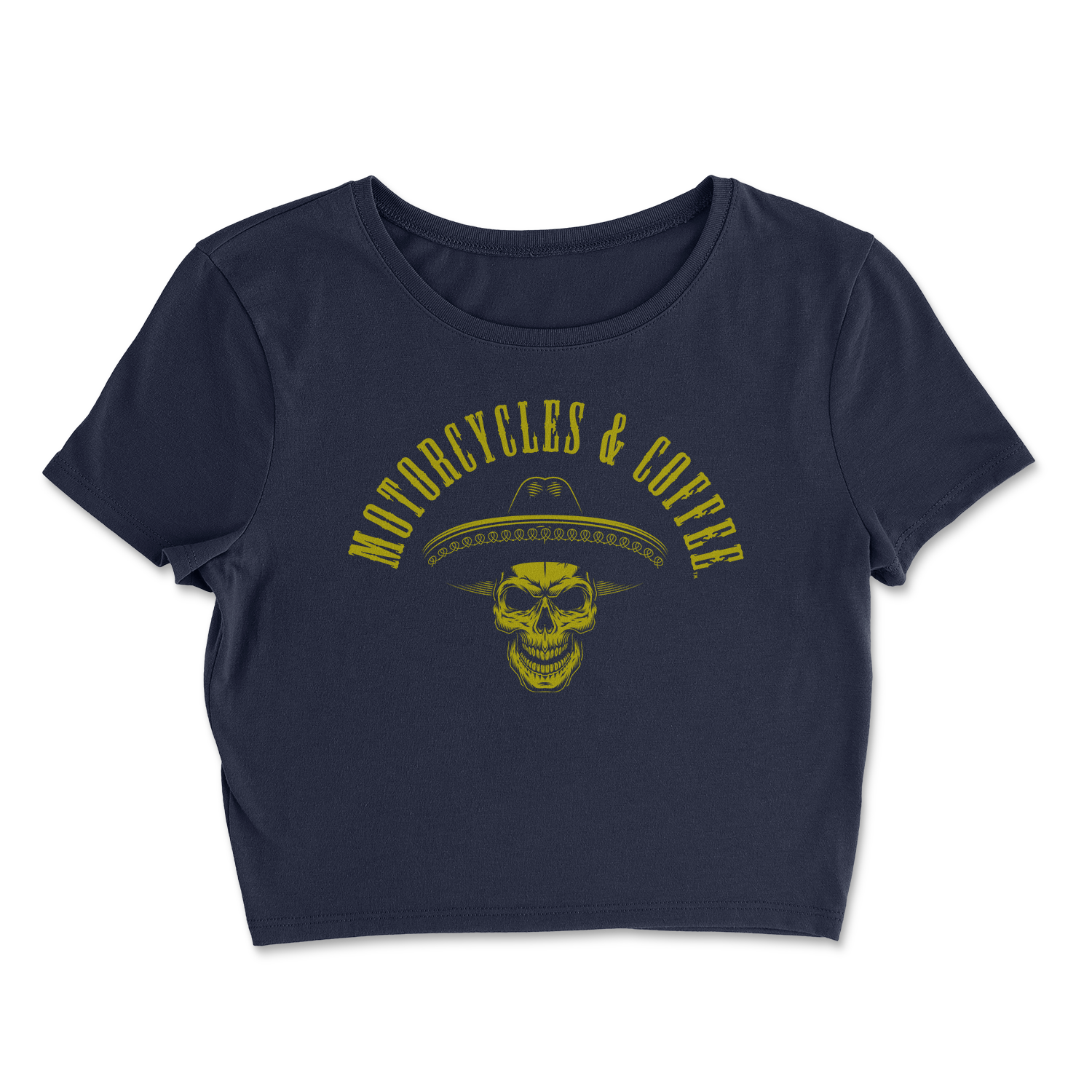 For women that ride and live free, this Sombrero crop top is the ultimate mix of soft fabric, relaxed fit, and iconic motorcycle style.