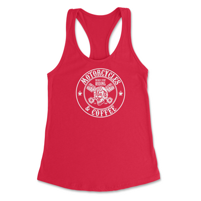 Motorcycles and Coffee Lucky Skull Ladies Racerback Tank Top
