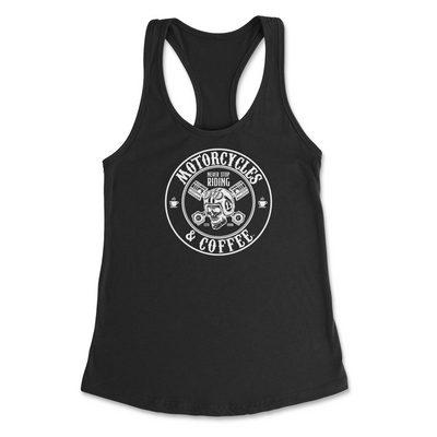 A stylish and comfortable racerback tank showcasing the iconic Lucky Skull logo, built for confident riders and coffee lovers alike.
