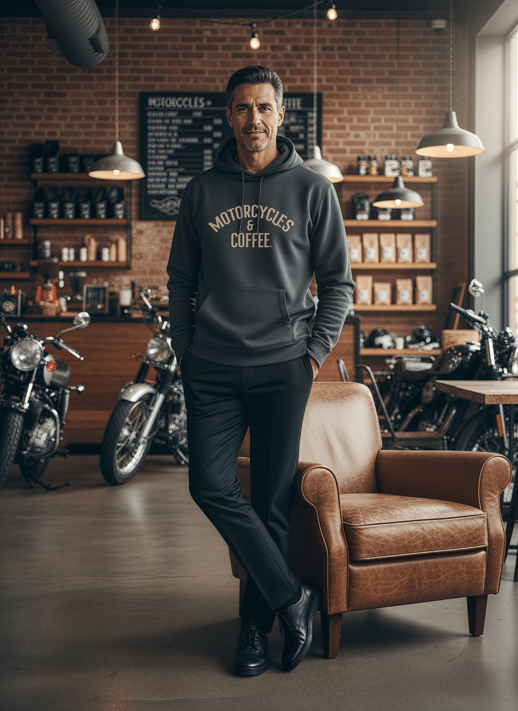 Upgrade your wardrobe with the Motorcycles & Coffee Café Hoodie, a fashionable, high-quality pullover hoodie inspired by café racer heritage and modern streetwear. Featuring a clean, iconic logo and premium fit, it’s perfect for anyone looking for a trendy yet timeless hoodie that works from the garage to the city. A must-have for fans of minimalist design, motorcycle lifestyle fashion, and everyday comfort.