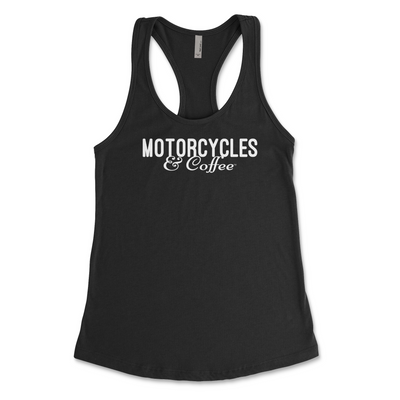 This soft, lightweight racerback tank is designed for women who embrace the ride-and-coffee lifestyle with confidence and style.
