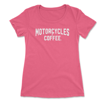 A stylish pink women’s biker t-shirt made for confident female riders, combining soft comfort with a vibrant New York-inspired motorcycle lifestyle look.