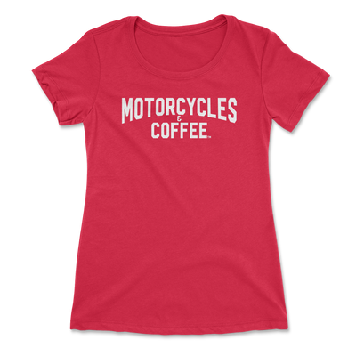 Stand out in this bold red women’s motorcycle t-shirt, designed for lady riders who want high-energy style with New York attitude and all-day comfort.